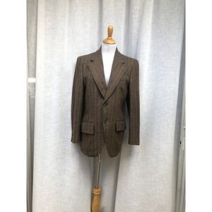 Vintage brown and grey single breasted wool blazer with padded shoulders